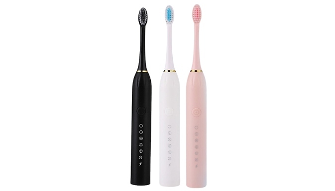 Automatic Soft Bristle Electric Toothbrush & Replacement Heads - 3 Colours