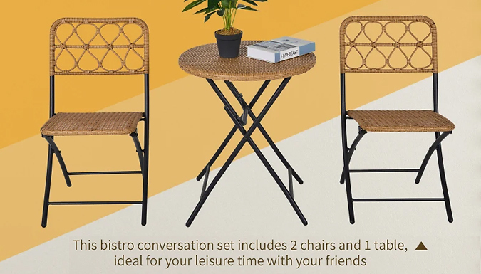 Foldable Rattan Wicker Bistro Furniture Set