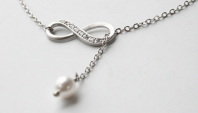 Crystal Infinity Pearl Y Necklace