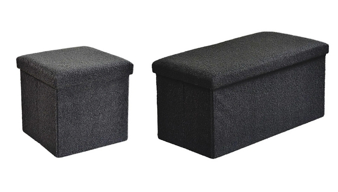 Boucle Folding Ottoman - Plush Texture, Smart Storage Solution