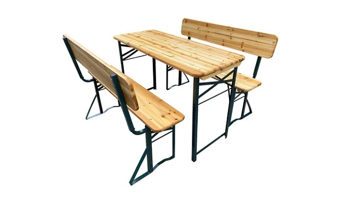 Wooden Folding Garden Table & Bench Set