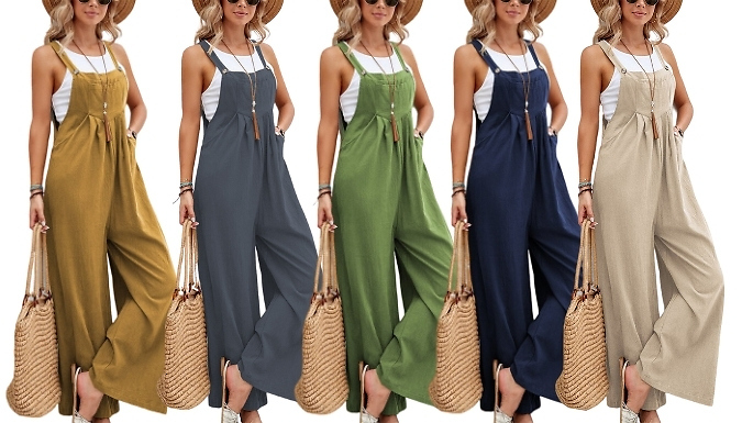 Wide Leg Jumpsuit with Pockets - 10 Colours, 6 Sizes