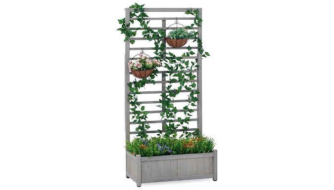 Garden Gear Raised Wooden Planter with Climbing Trellis - 2 Colours