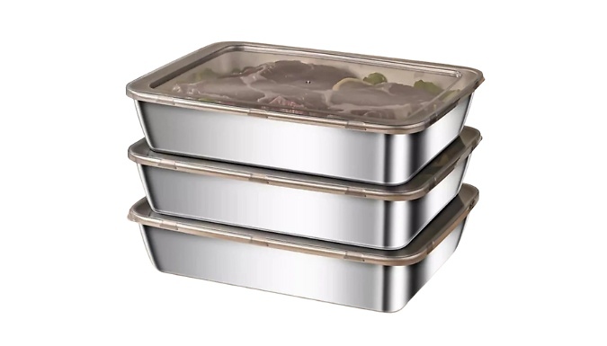 Food-Grade Stainless Steel Food Containers - 3 or 6-Pack!