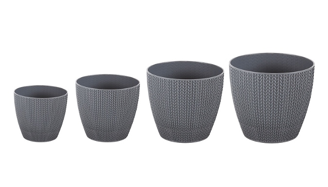 Set Of 4 Sumela Knitted Flower Planters