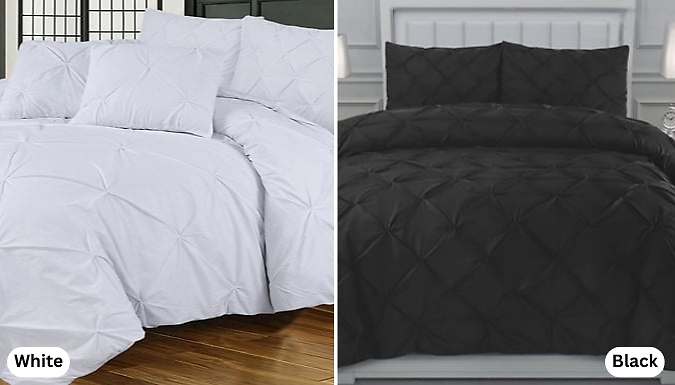 Eliza Pin Tuck Duvet Cover Set with Pillowcases & Optional Fitted Sheet - 18 Colours & 4 Sizes