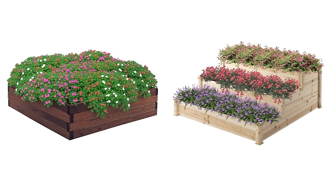 Outsunny Wooden Raised Bed Garden Planters - 2 Designs