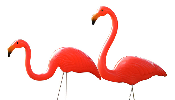 2 Flamingos Outdoor Decoration Statues - 2 Styles & 2 Colours