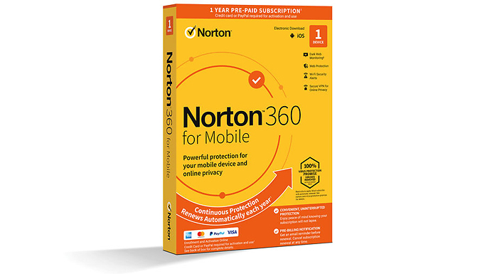 NORTON 360 for Mobile 2024 - 1 Year Subscription for 1 Device