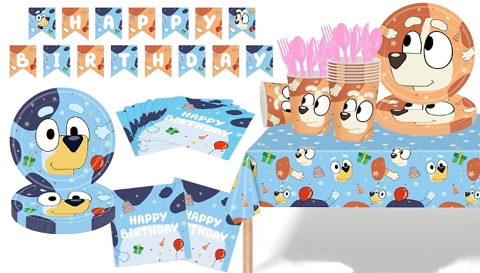 82-Piece Dog Cartoon Birthday Party Supplies