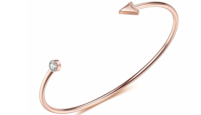 Natural Diamond Rose Gold Arrow Bangle