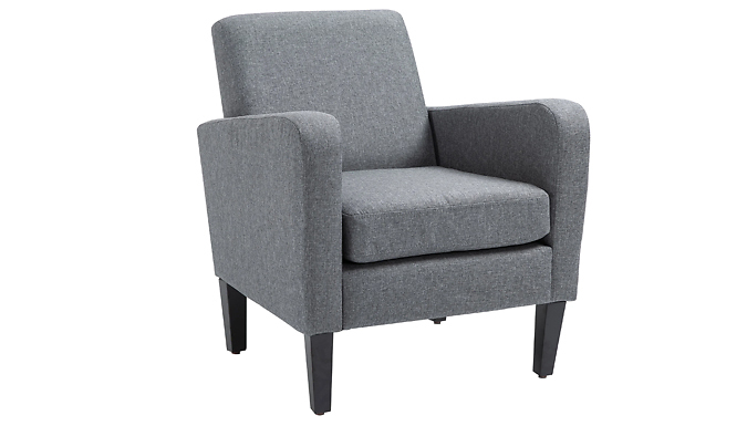 HOMCOM Grey Linen Modern Curved Armchair