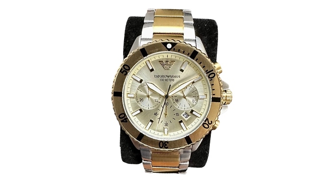 Men's Emporio Armani Diver Gold & Silver Tone Chronograph Watch