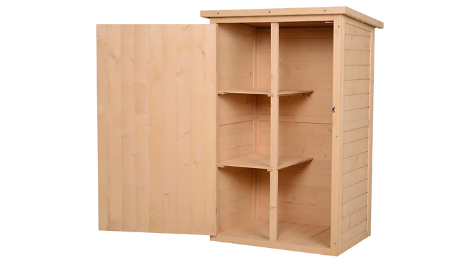 2.4ft Fir Wood Garden Storage Shed with Shelves