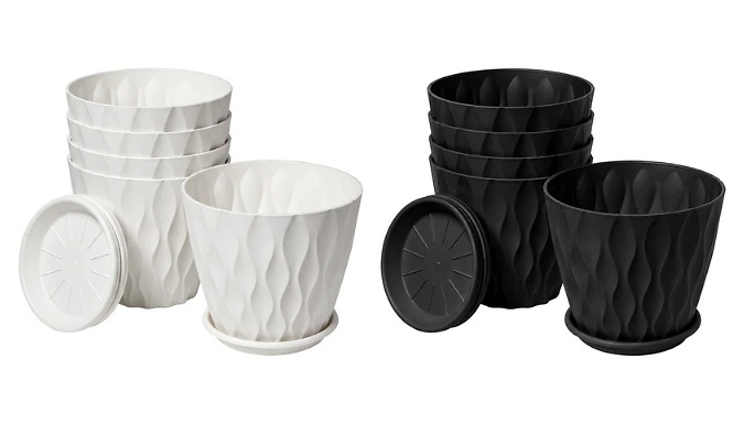 TOQUE Indoor Plant Pots with Drainage Trays - 5-Pack!