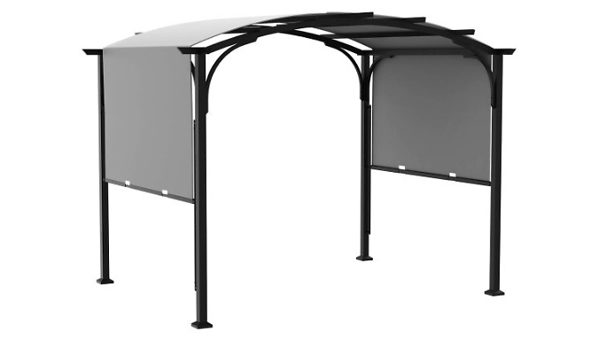 10ft x 8ft Grey Metal Pergola with Retractable Roof