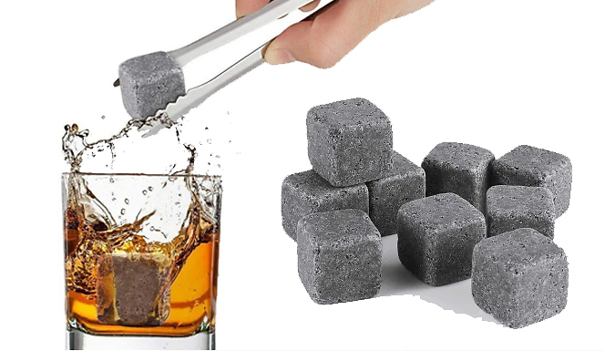 9-Piece Whisky Rocks Cooling Granite Ice Cubes Set