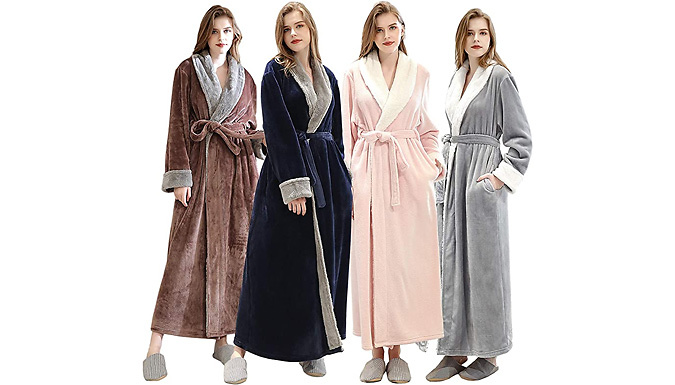 Extra Long Fleece Dressing Gown – 4 Colours & 3 Sizes Deal Price £24.99