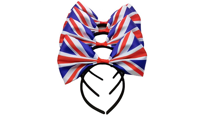 Union Jack Giant Bow Headband - 1 or 2