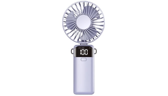 Handheld Foldable Fan with Digital Display - 5 Colours!