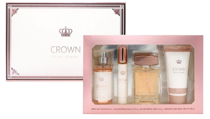 4-Piece Crown Pour Femme Gift Set - Body Mist, Body Balm, Travel EDP & EDP!
