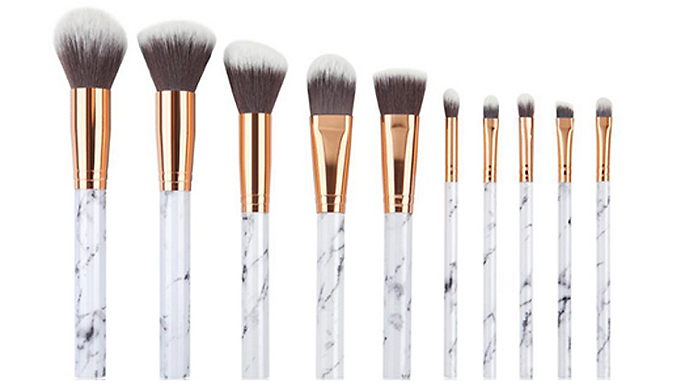 10-Piece Marble-Effect Makeup Brush Set - 3 Colours