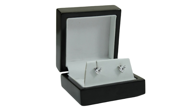 Heart-Cute White Gold Finish Stud Earrings