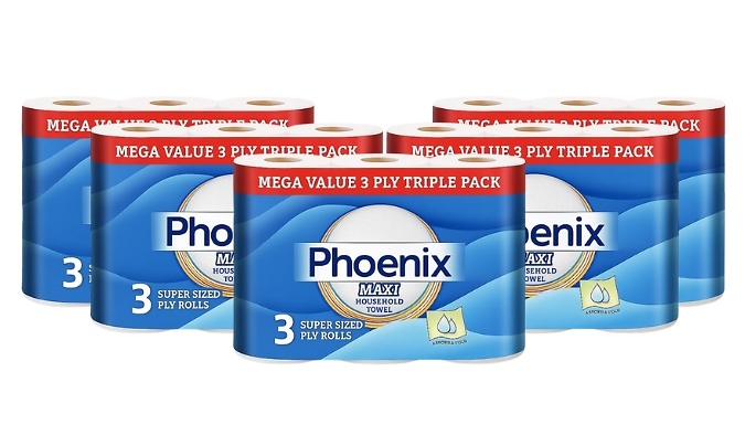 15 Rolls of Phoenix 3-Ply Super-Absorbent Kitchen Roll
