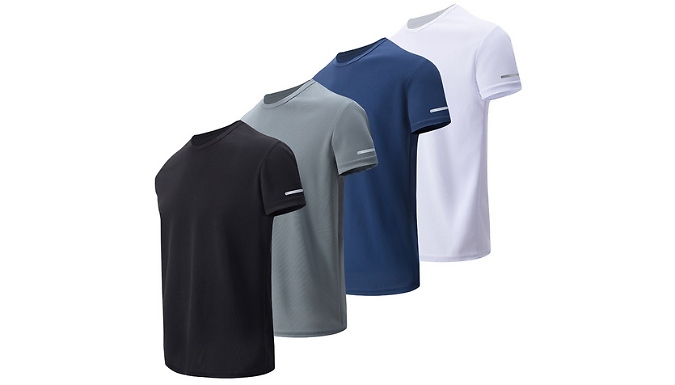 4-Pack of Men's Solid Sports T-shirts With Reflective Strips - 5 Sizes!