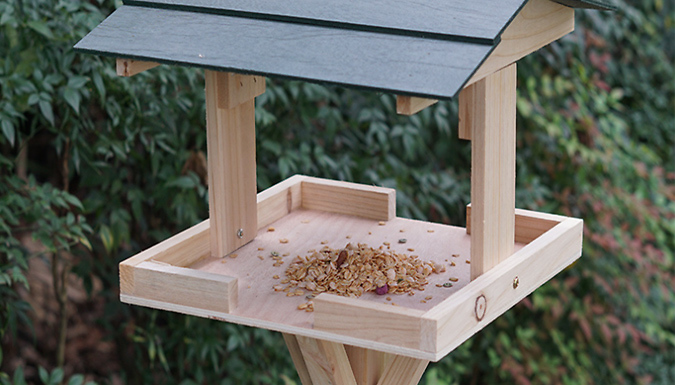 Traditional Wooden Garden Bird Table