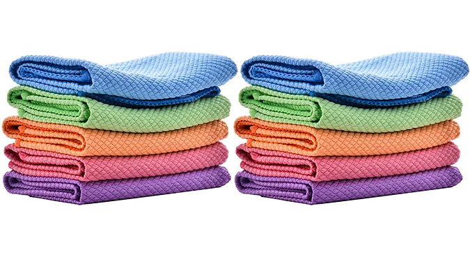 10-Piece Fish Scale Microfiber Cleaning Cloth Set