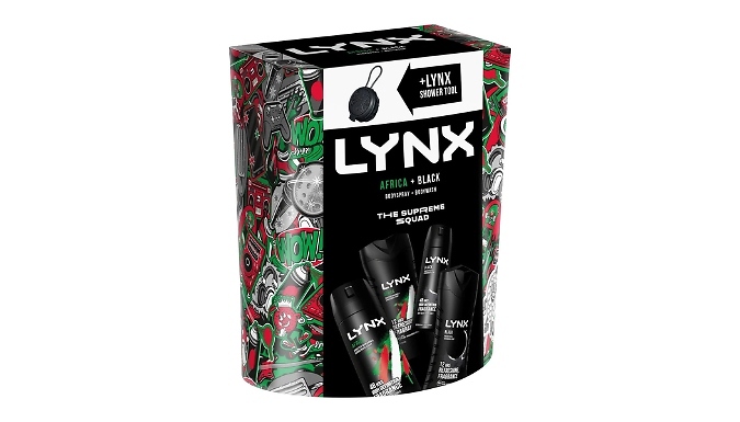 1, 2, 3 or 4-Pack Lynx Africa & Black Gift Set with Shower Tool