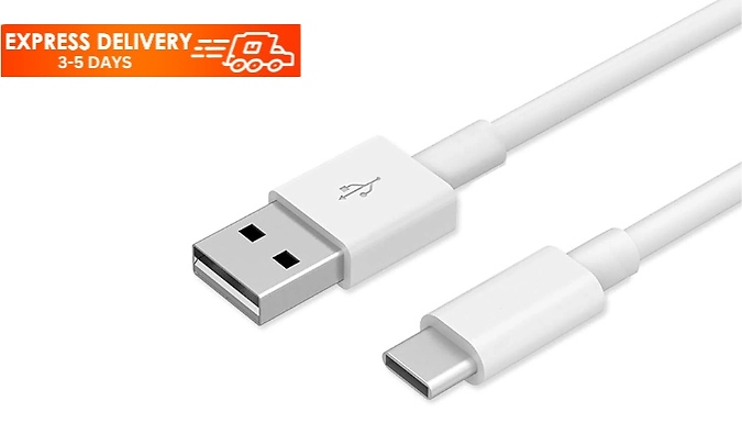 1 or 2 1-Metre USB Charging Cables - Compatible with Samsung & iPhone 15