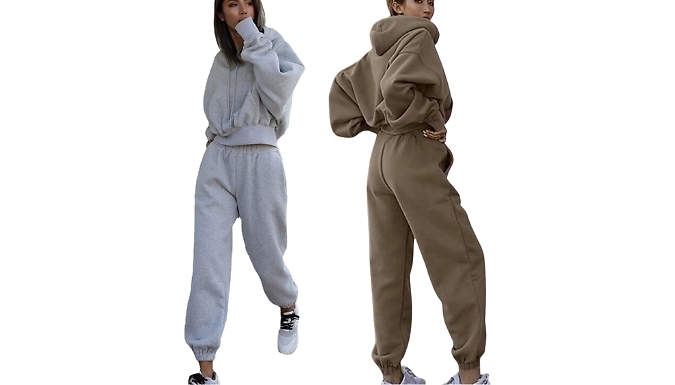 2-Piece Cropped Hoodie Tracksuit Set - 4 Colours, 4 Sizes