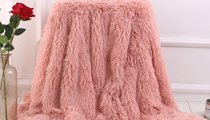 Thick Faux Fur Throw Over Blanket - 10 Colours & 2 Sizes