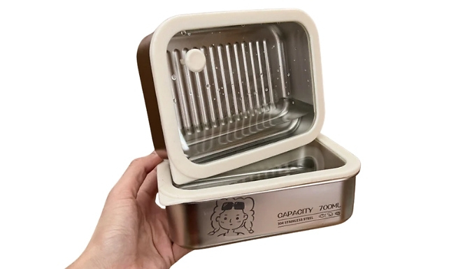 1 or 2-Pack of Stainless Steel Leak-Proof Storage Containers - 2 Designs, 2 Sizes