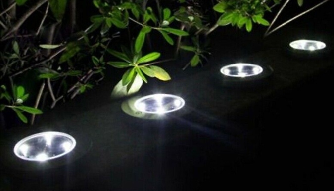 Up to 16-Pack of Solar-Powered LED Ground Lights - 2 LED Options, 2 Colours!