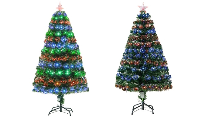 4 or 5Ft HOMCOM Artificial Christmas Tree with Multi-Coloured LED Light