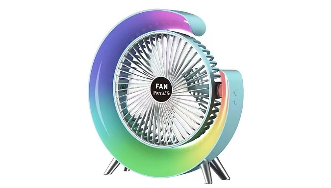 USB Desktop Table Fan with LED Light - 3 Colours