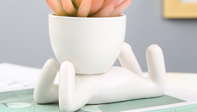 Mini Posing Figure Ceramic Plant Pot - 6 Designs