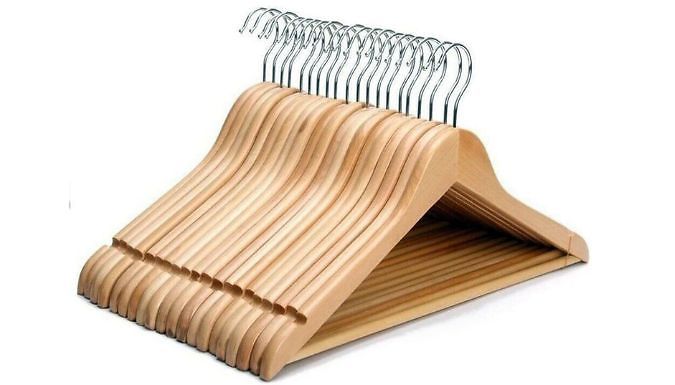 20-Pack of Natural Wooden Hangers