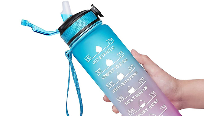 1L Tritan Water Bottle With Time Marker - 7 Colours