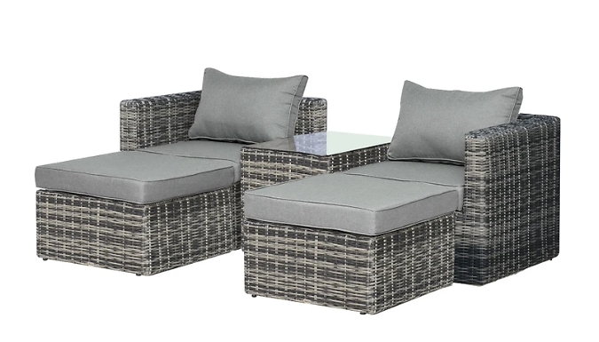 5-Piece Rattan Armchairs & Side Table Set