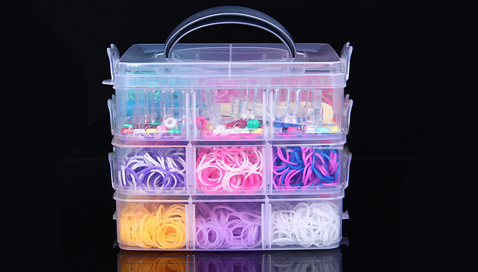 4600-Piece Rainbow DIY Crochet Band Craft Set With Storage Box