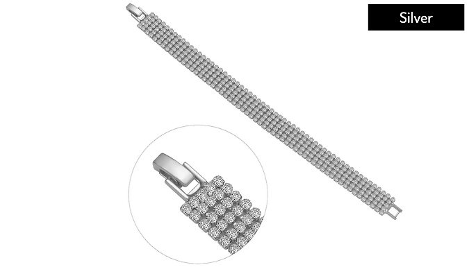 Five Row Bracelet Encrusted with Crystals from Swarovski - 3 Colours, 2 Gift Set Options. from Go Groopie IE