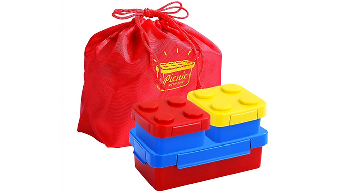 Stackable Building Block Style Bento Box & Optional Bag - 2 Colours