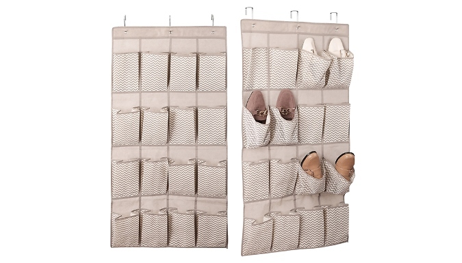 One or Two Beige 16-Pocket Hanging Storage Organisers