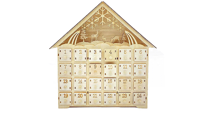 Reusable Decorative Light-Up Wooden Christmas Advent Calendar