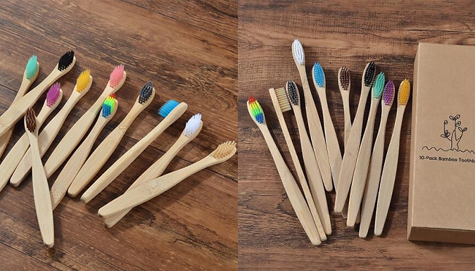Scandinavian Style Bamboo Toothbrush Set - 10 Pack