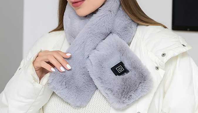Faux Fur Rechargeable Heated Scarf – 5 Colours Deal Price £14.99